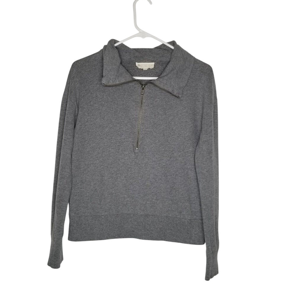 Synergy Organic Clothing‎ Half Zip Pullover Sweatshirt Gray Organic Cotton S